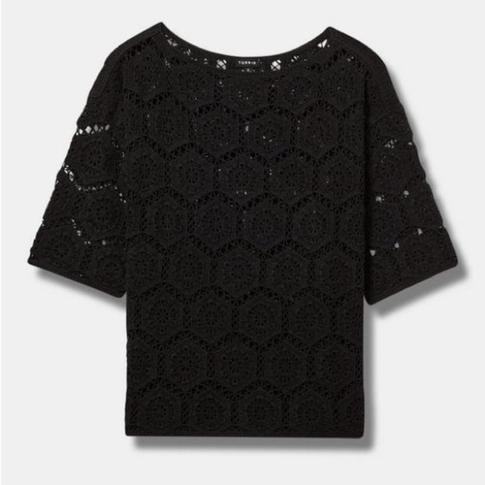 Torrid Black Crochet Pullover Sweater